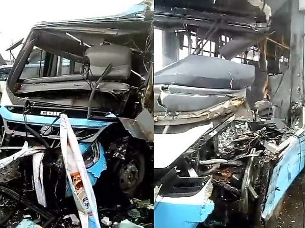 PHOTOS: Two Lagos BRT Buses In Head-on-Collision On Lagos-Abeokuta Expressway - autojosh 