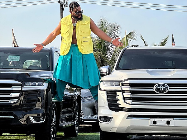 ₦290 Million Worth Of Cars : Whitemoney Poses With Two Toyota Land Cruiser 300 SUVs - autojosh 