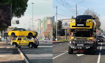 Another Russian Jumped On The Bandwagon, Ferries A Rolls-Royce On The Roof Of A Hummer - autojosh