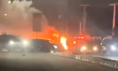 Bentley And G-Wagon Participating In Car Race In Lekki Crashes Into Each Other, Burst Into Flames - autojosh