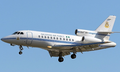 Nigerian Air Force Put Up 'Dassault Falcon 900B' Presidential Aircraft For Sale, Calls For Bidders - autojosh