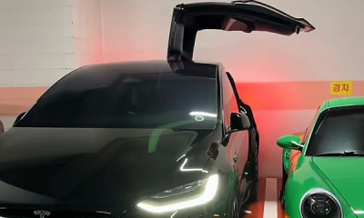 Watch Tesla Model X Falcon Wing Doors Open And Close Easily In Tight Parking Spots - autojosh