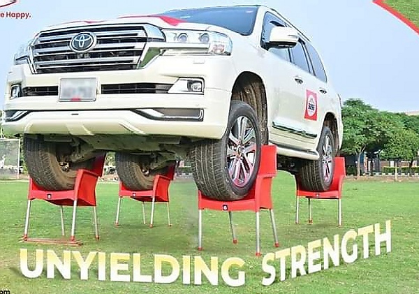 Company Loaded Toyota Land Cruiser On Its Plastic Chairs To Showcase Strength And Quality - autojosh 