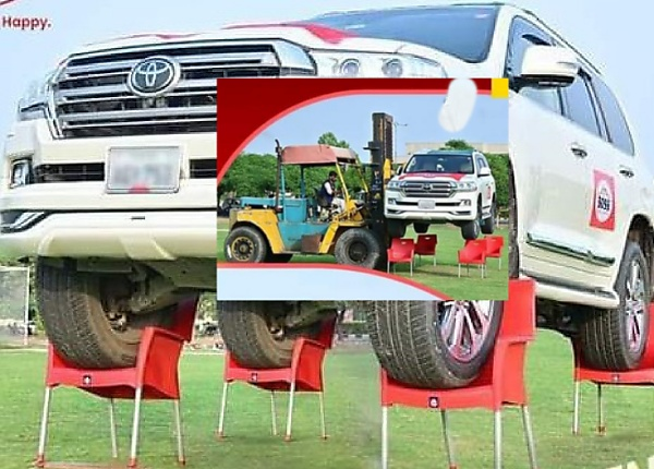 Company Loaded Toyota Land Cruiser On Its Plastic Chairs To Showcase Strength And Quality - autojosh