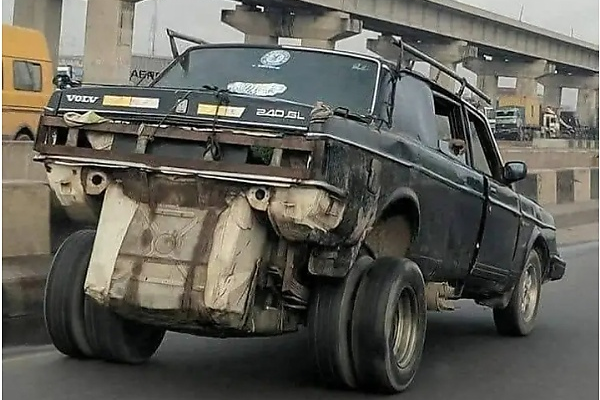 Weird Volvo 240, A One Time Recipient Of “Safety Car Of The Year”, Turn Heads On The Nigerian Road - autojosh 