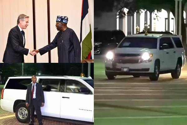 Moment US Secretary Of State Blinken Arrive State House In Armored Chevrolet Suburban SUV - autojosh