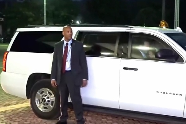 Moment US Secretary Of State Blinken Arrive State House In Armored Chevrolet Suburban SUV - autojosh 
