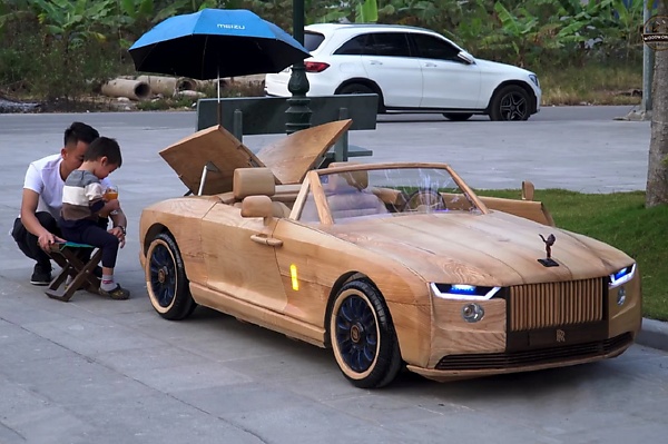 Meet The ‘Father Of The Year’ Who Builds Replica Of Famous Cars Out Of Wood For His Son To Drive - autojosh 