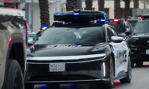 Lucid Air EV Joins Saudi Arabia Police Force, Features Drone Carrier On Its Roof - autojosh