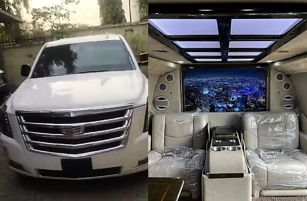 Senator Omisore Gifts Ooni Of Ife A Bulletproof Cadillac Escalade, Features Giant TV, Captain Chairs - autojosh