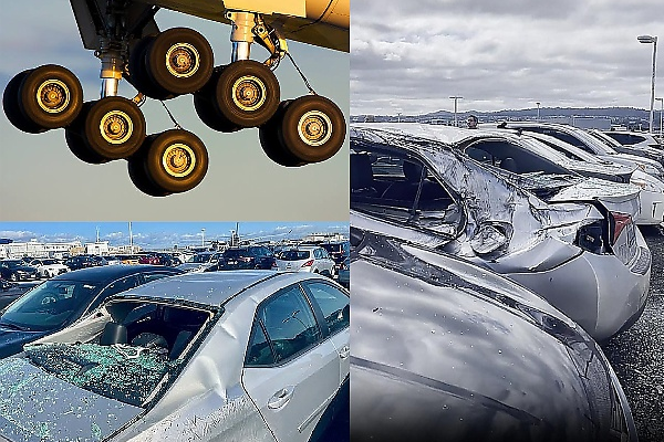 Moment Tyre Falls Off United Boeing 777 Plane After Takeoff, Damaging Several Cars In A Parking Lot - autojosh