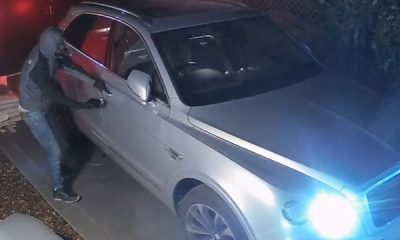 Moment Thieves Crashed A Bentley Bentayga Into Fences While Trying To Escape With The Stolen SUV - autojosh
