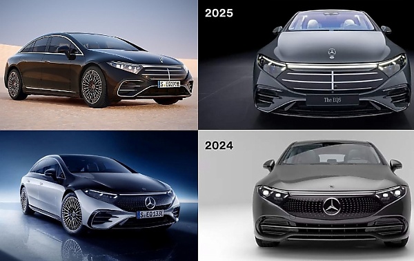 Today's Photos : 2025 Mercedes EQS Versus 2024 Model - Front Grille Comparison Of Electric Flagship - autojosh