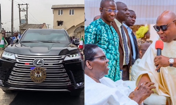 Moment Gov Adeleke Arrived 82nd Birthday Of Ebenezer Obey In His Armored Lexus LX 600 SUV - autojosh