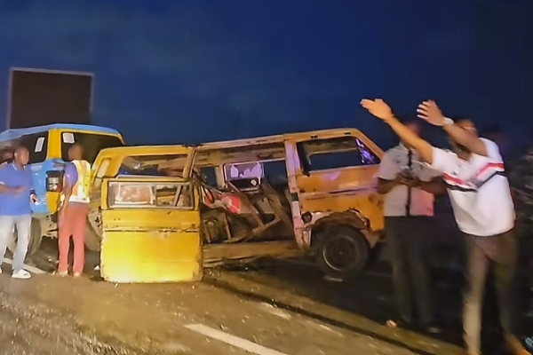 LASTMA Arrest Mercedes Driver Who Crashed Into A Commercial Bus While Using Phone, Injuring 5 - autojosh 