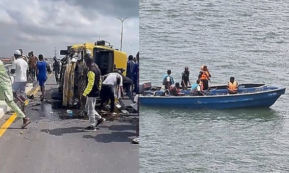 Speeding Commercial Bus Loses Control On 3rd Mainland Bridge, Passengers Ejected Into Lagoon - autojosh