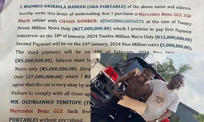 N14M Debt : See The Signed Agreement Between Portable And Car Dealer That Led To Singer's Arrest - autojosh