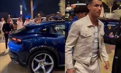 Cristiano Ronaldo Turns Up For Usyk and Fury Boxing Fight In His Ferrari Purosangue SUV - autojosh