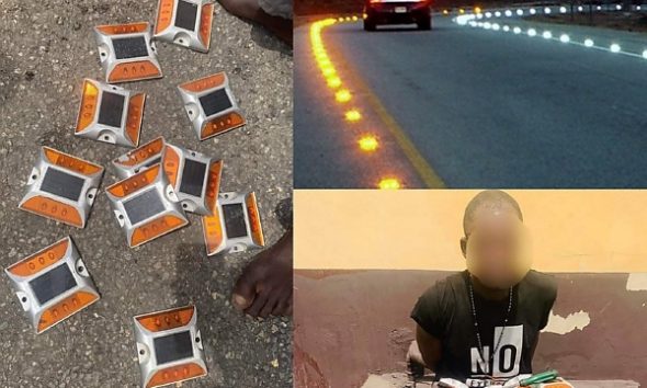 LASG Apprehends Man For Stealing Newly Installed Road Light Indicators On 3rd Mainland Bridge - autojosh