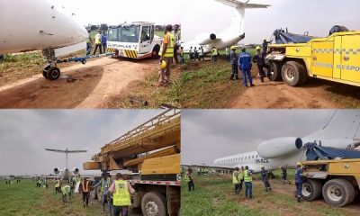 LASEMA Recovers Stuck Airplane From Mud, A Day After It Skidded Off The Runway (Photos) - autojosh