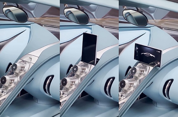 Watch Bugatti Tourbillon's Hidden Digital Touchscreen Emerge From The Center Console In 5 Seconds - autojosh