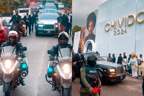 E-Money Pulled Up To Davido's Wedding In Rolls-Royce Escorted By Motorcycle And Horse Outriders - autojosh