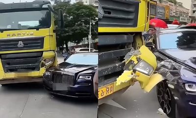 Expensive Crash : Front Fender Of Chinese-made Truck Breaks Away After Slamming Into Rolls-Royce - autojosh