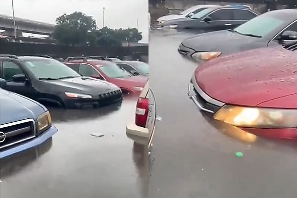 Flood From Heavy Rainfall Submerged Dozens Of Cars At A Parking Lot In Lagos - autojosh