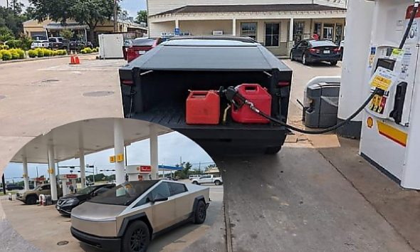 Today's Photos : Tesla Cybertruck Turned Heads At A Petrol Station Line... But Owner Is There To Buy Fuel In Kegs - autojosh