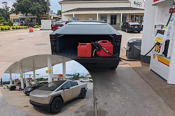 Today's Photos : Tesla Cybertruck Turned Heads At A Petrol Station Line... But Owner Is There To Buy Fuel In Kegs - autojosh