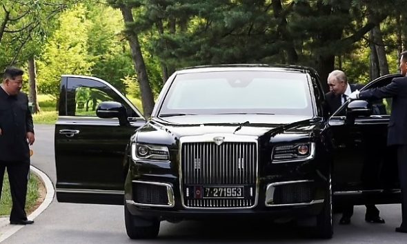 Vladimir Putin Arrives North Korea, Takes Host Kim Jong Un For A Spin In Russian-made Aurus Senat Limo - autojosh