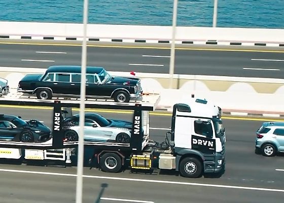 Iconic Mercedes Models Spotted On Hauler Trailer, Set To Be Displayed At Coffee Shop In Dubai - autojosh