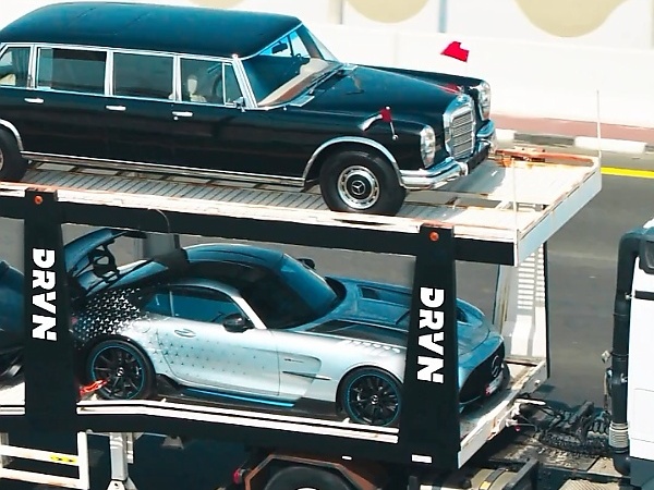 Iconic Mercedes Models Spotted On Hauler Trailer, Set To Be Displayed At Coffee Shop In Dubai - autojosh 