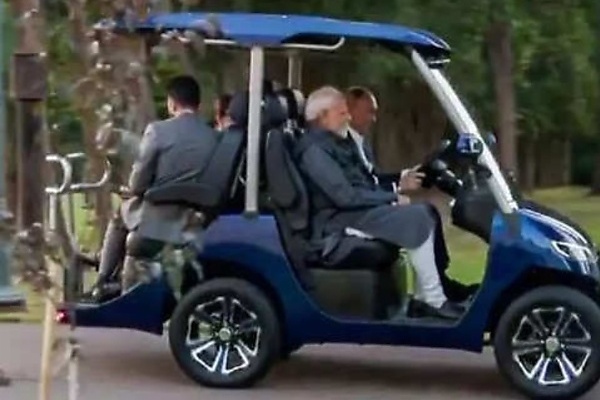 Russian President Vladimir Putin Drives Indian PM Modi Around In Electric Golf Cart - autojosh 