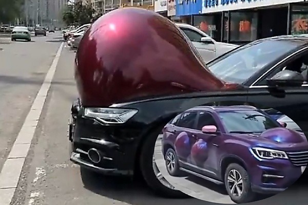 Extreme Hot Weather Left Many Wrapped Cars Looking Pregnant In China - autojosh