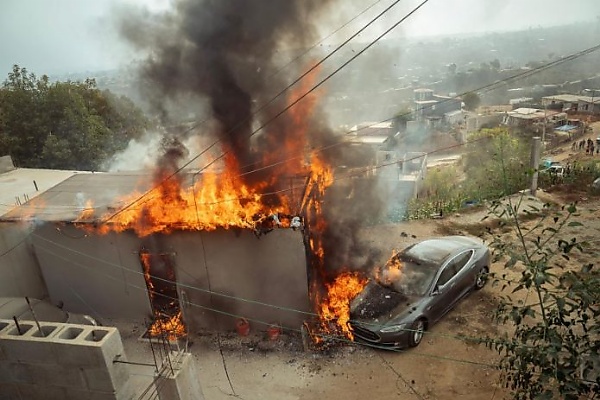 Electricity Theft : Tesla Model S Catches Fire After Owner Plugged EV Directly To Power Line - autojosh