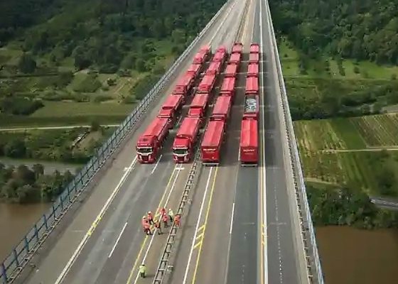 Germany Parks 24 Trucks On 50-year-old Bridge To Test How Much It Could Still Withstand - autojosh