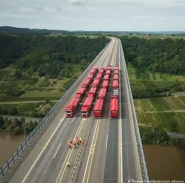 Germany Parks 24 Trucks On 50-year-old Bridge To Test How Much It Could Still Withstand - autojosh 