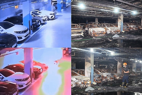 140 Vehicles Damage After Electric Mercedes EQE Burst Into Flames At An Underground Parking Lot - autojosh