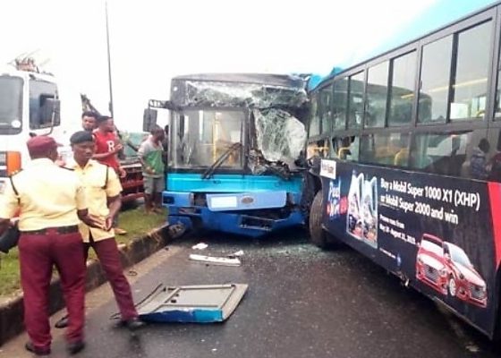 Several Passengers Injured After Two BRT Buses Collided In Lagos - autojosh