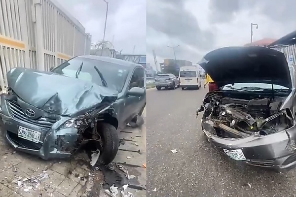 Head-on Collision : No Injuries Reported As Two Drivers Running Red Light Collides In Lagos (PHOTO) - autojosh