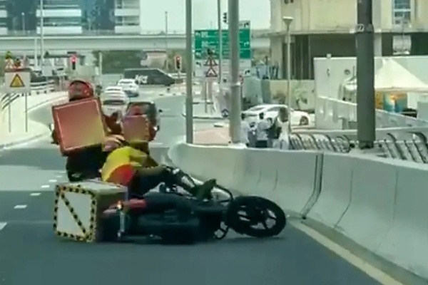 Dubai Police Arrest Dispatch Rider Caught In Viral Video Deliberately Knocking Down Fellow Delivery Rider - autojosh 