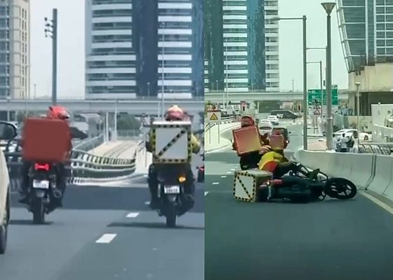 Dubai Police Arrest Dispatch Rider Caught In Viral Video Deliberately Knocking Down Fellow Delivery Rider - autojosh