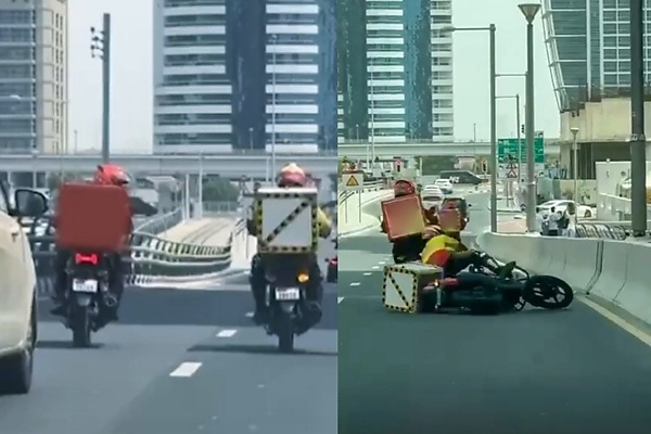 Dubai Police Arrest Dispatch Rider Caught In Viral Video Deliberately Knocking Down Fellow Delivery Rider - autojosh