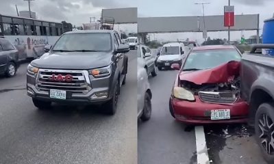 Toyota Corolla Badly Damaged After Rear-ending A JAC Pickup In Lagos (PHOTOS)  - autojosh