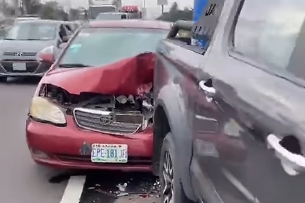 General News Toyota Corolla Badly Damaged After Rear-ending A JAC Pickup In Lagos (PHOTOS)  - autojosh 