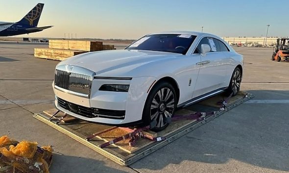 Photos : Davido’s Rolls-Royce Spectre And Cybertruck Loaded Into Cargo Plane Ahead Of Flight To Nigeria - autojosh