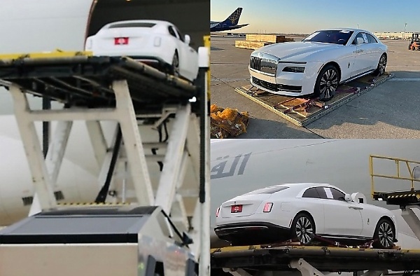 Photos : Davido’s Rolls-Royce Spectre And Cybertruck Loaded Into Cargo Plane Ahead Of Flight To Nigeria - autojosh