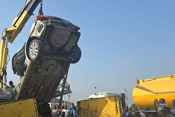 Driver Miraculously Rescued Alive As 40ft Container Falls On Toyota Camry At Mile 2 - autojosh