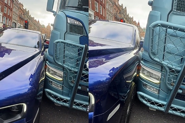 Rolls-Royce Cullinan Worth ₦1.5b And Scania Truck Involved In Crash - But Who Do You Think Is At Fault? - autojosh 